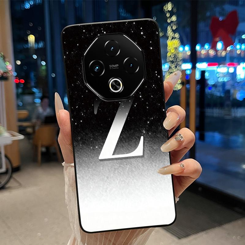 Anti-scratch Phone Case For Umidigi G100 Pro/G100 5G Soft Silicone Black Casing Lucky A-Z Letter With Flower Couple Shell