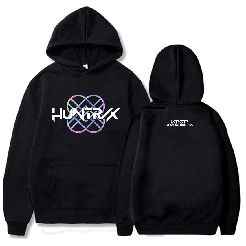 KPop Demon Hunters Huntrix Hettegenser Dame Herre Klær Løs Fleece Filmtrykk 2025 Pullover Grafisk Hettegenser Dame Topp