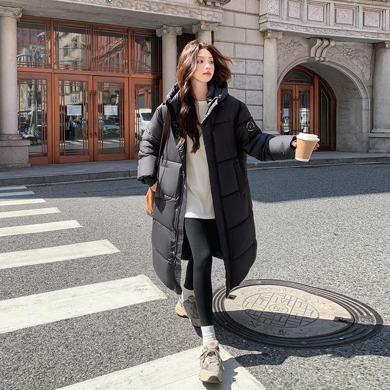 Korean Style Down Jacket for Women In Winter New Style Loose and Versatile Long Knee-length Cotton Jacket Thickened Cotton Jacket