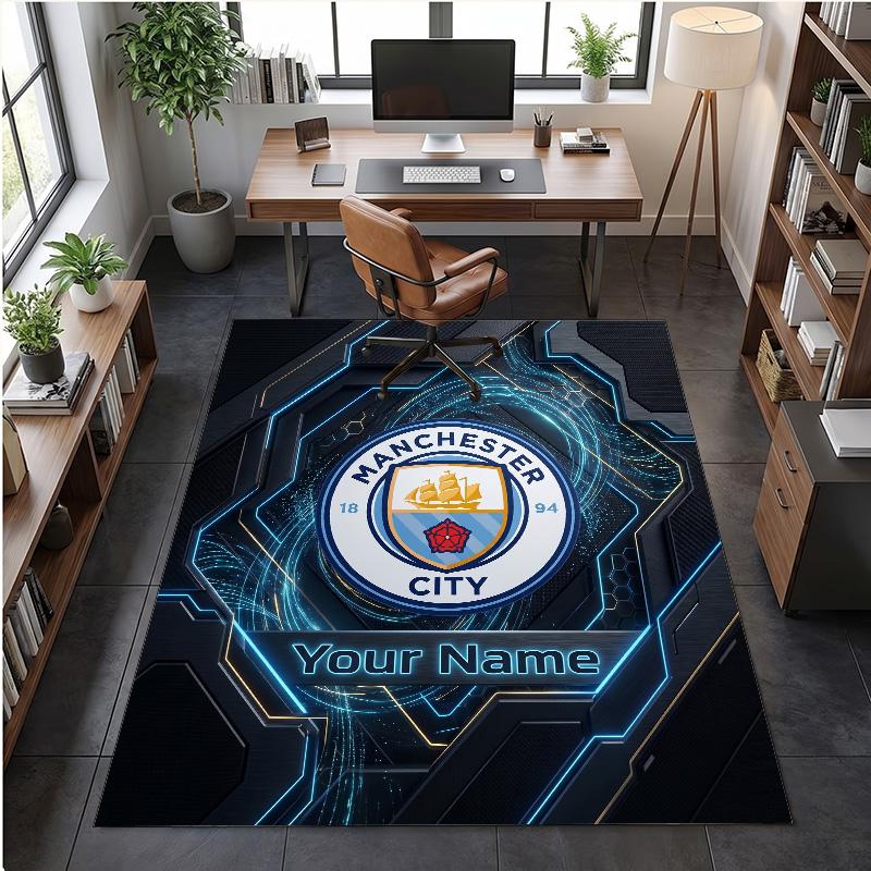Crystal Velvet Rug Manchester City Print Custom Name Text Floor Mat Home Decor