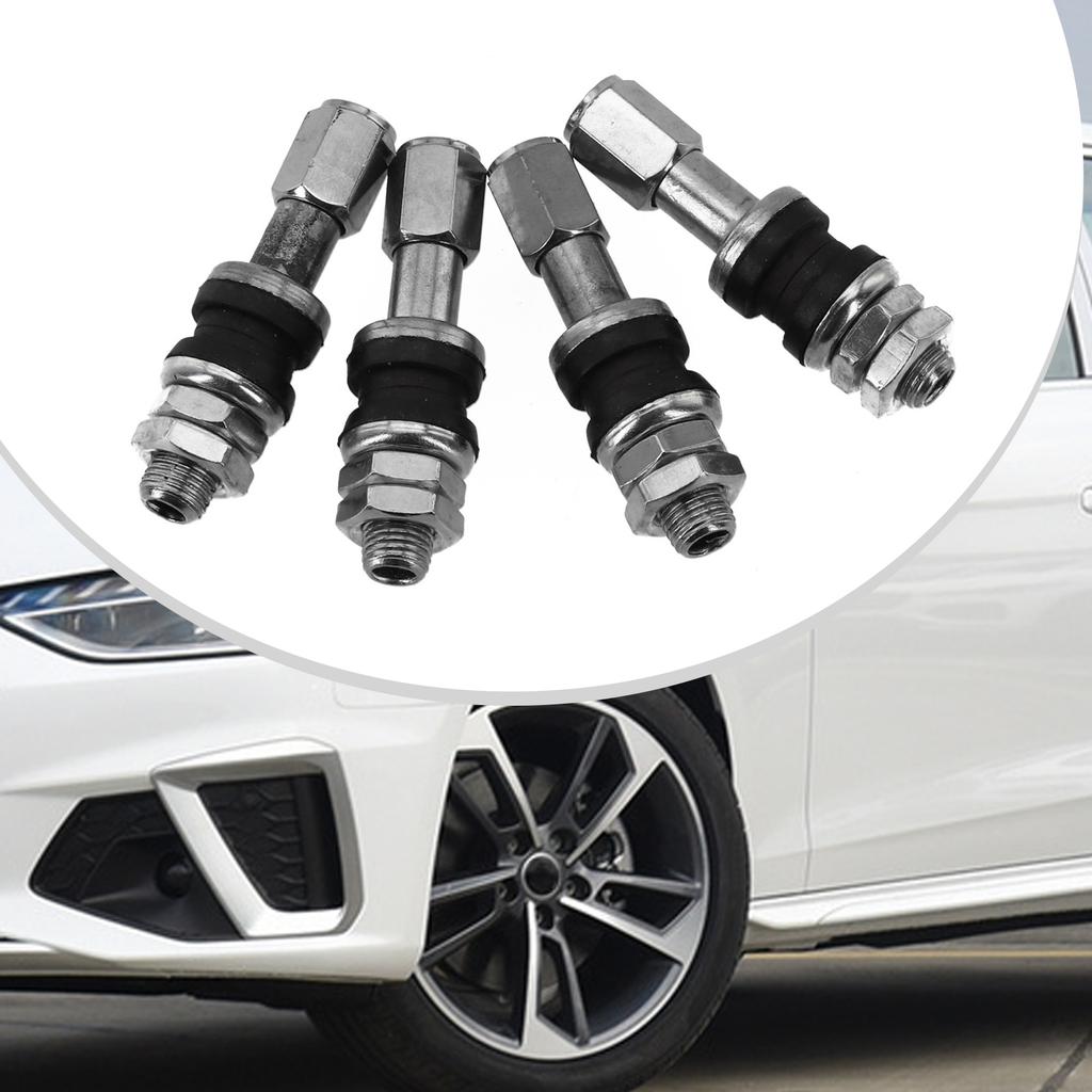 4Pcs TR48e Car Bolt Screw On Tire Valve Stem Chrome Metal High Pressure Flush W/ Cap Automotive Accessories