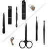 7pcs Nail Clippers Set Portable Stainless Steel Black Pedicure Scissor Tweezer Manicure Nail Tools