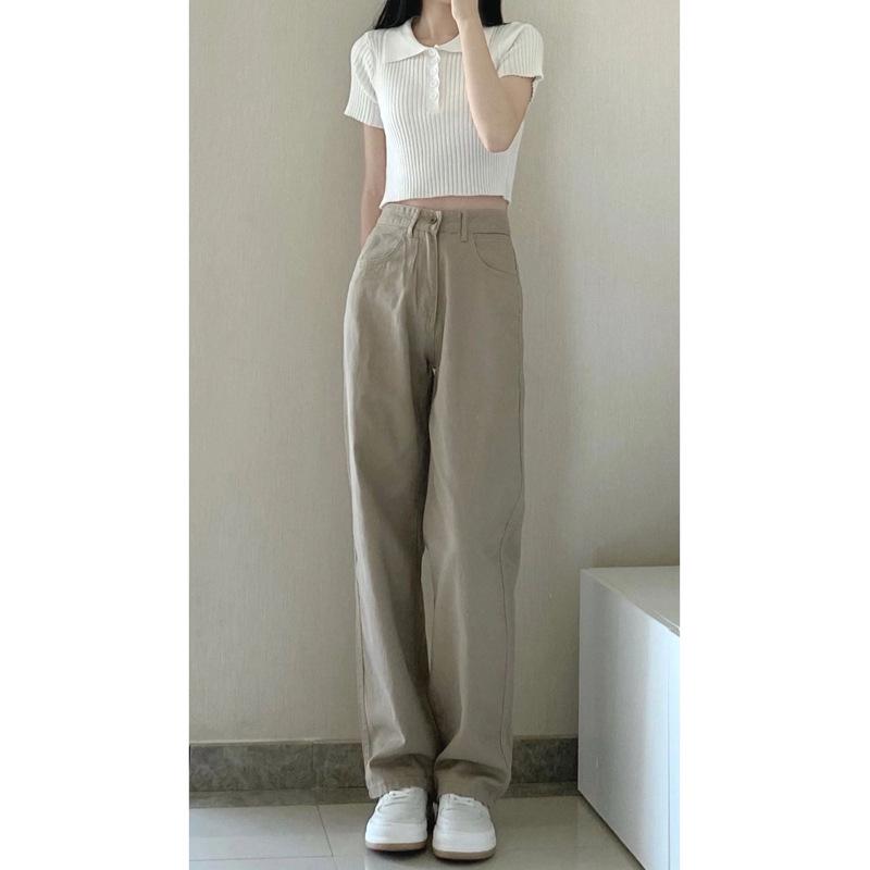 Women's High Waist Straight Wide Leg Jeans - Plus Size, Slimming, Casual, Versatile - 2024 Spring/Autumn Collection