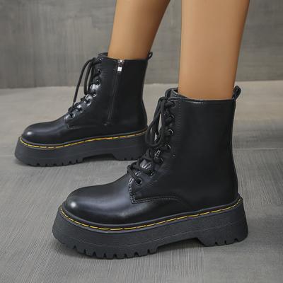 Botas Minimalistas para Mujer Zapatos Casuales de Cuero Chelsea para Damas Clásicas Punk Femeninas Zapatos Góticos Botas de Plataforma Alta para Mujer Botas Mujer
