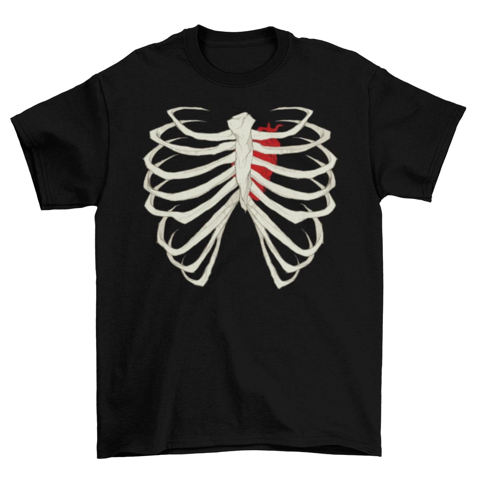Skeleton Rib Cage T-Shirt Unisex Funny Adult Costume Halloween Sizes Fall New L
