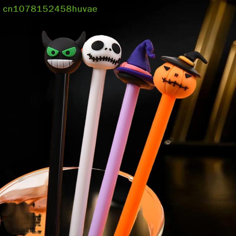 5/10/15/20 Pcs Cartoon Halloween Themed Neutral Pen Cute Pumpkin Bat Ghost Shape Gel Pen Student Stationery School Supplies