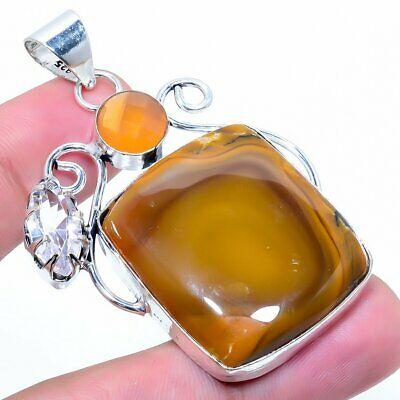 

Natural Imperial Jasper,Monalisa Gemstone 925 Sterling Silver Pendant 2.44 v4V82