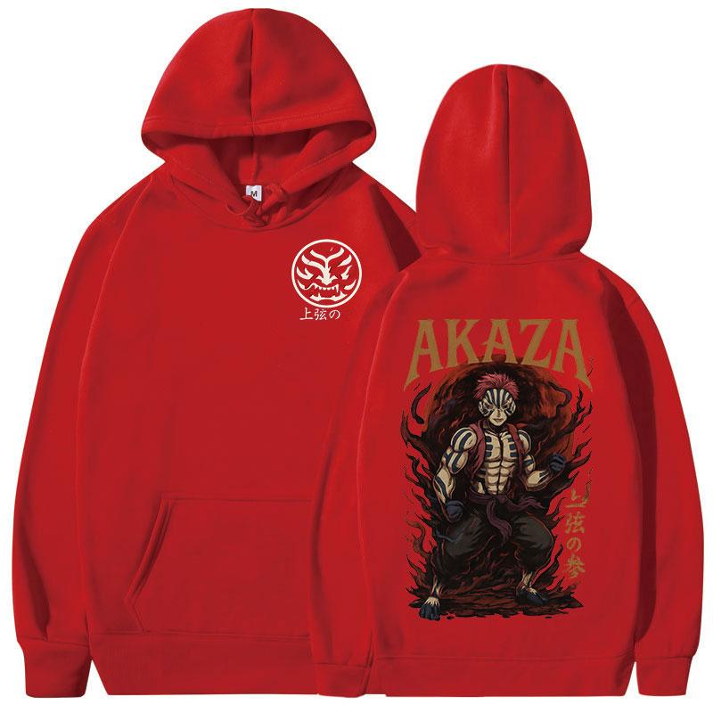 Akaza Anime Hoodies Japanese Manga Graphic Print Sweatshirts Men Women Casual Oversized Long Sleeves Fleece Pullovers Streetwear