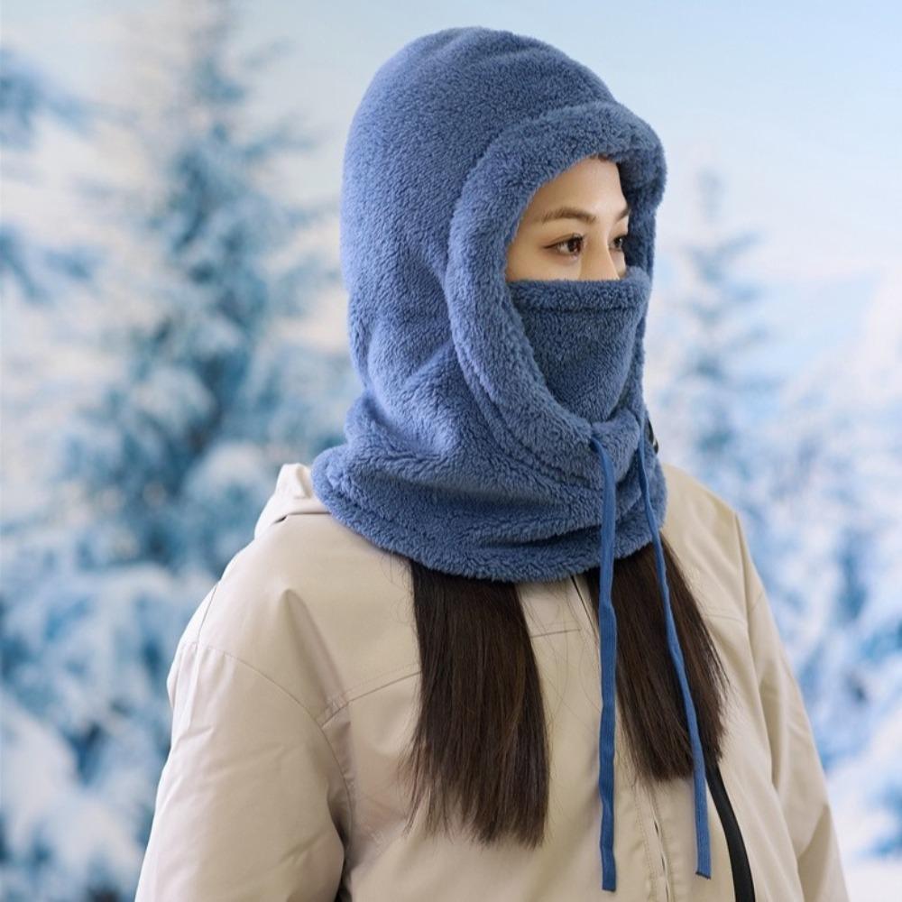 Keep Warm Winter Balaclava Hood Ski Mask Hat Simple Cycling Windproof Cap  Women