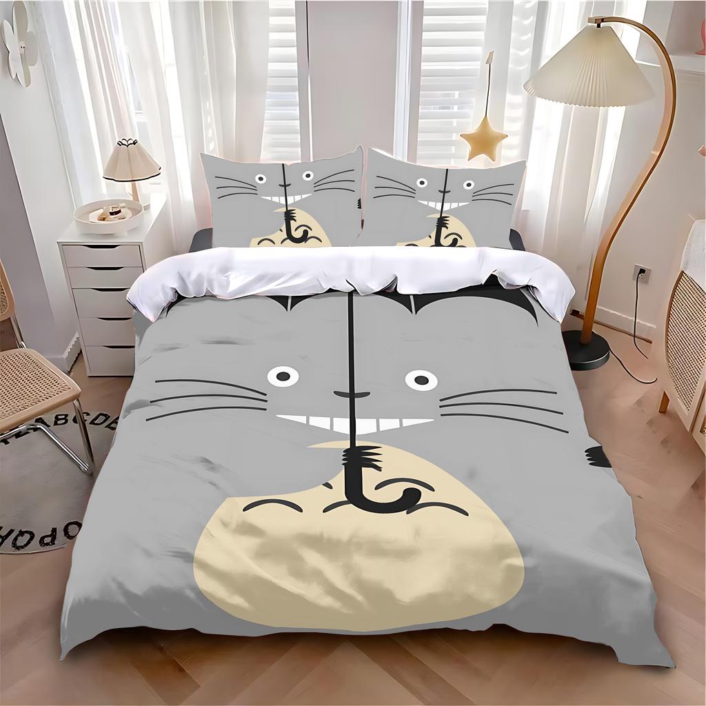 Duvet Cover Pillowcase Bedding Set Anime Cute T-Totoroes Adult Boy Girl Bedroom Decoration Children Single Double Large Size