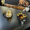 Medieval Sunflower Tiger'S Eye Stone Gourd Open Ring Stacked Temperament Personality High Sense Fashion Suit