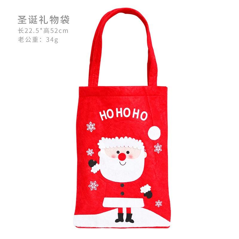 Christmas Decorative Gift Bags With Santa Snowman Reindeer Print Nonwoven Holiday Party Favor Tote