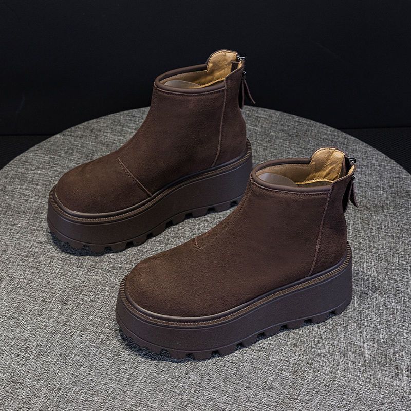 Snow Boots Women's 2025 New Winter Thick-soled Inner Heightening Short Boots Popular Velvet Thickened Foreign-style Martin Boots Cotton Shoes