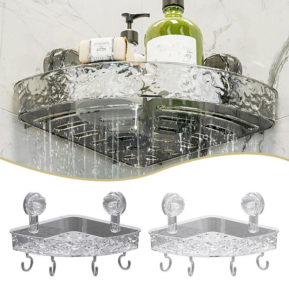 No Drill Bathroom Shelves Suction Cups Toilet Washbasin Corner Storage Rack Bathroom Accessories