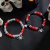 2 Halloween Spider Pendants, Red and Black Bead Bracelets, Couple Style Heart-shaped Bracelets