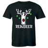Reinbeer Lustiges Rentier Bier Kurzarm T-Shirt für Herren Weihnachts-Feiertags-Tee