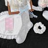 Cute Boneless Summer Thin Socks with Bow Ties. Children's Sweet Long Ribbons. Lolita Mid-calf Socks with Decorative Ties.