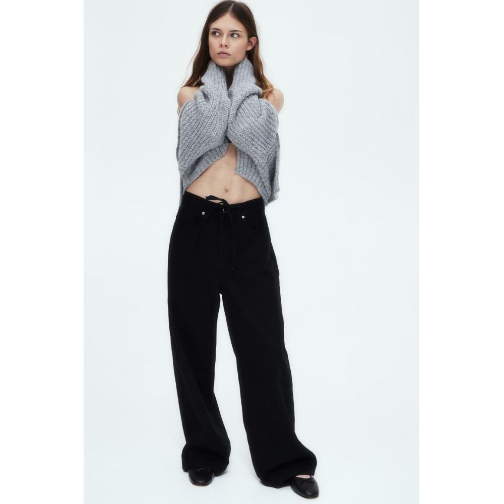 

Брюки из твила HM Baggy, черные