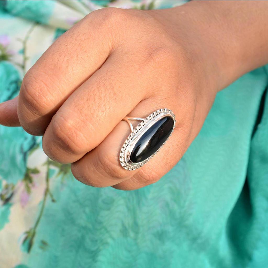 Black Onyx 925 Sterling silver  Ring, oval  Gemstone Handamde Mens Ring Jewelry