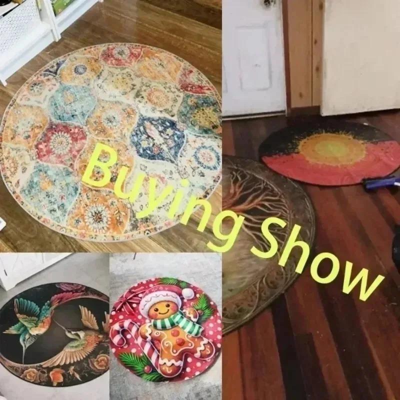 Creative Citrus Fruit Print Round Carpet Soft Anti-slip Wear-resistant Used As Round Mat for Living Rooms Creativity Circle Rug