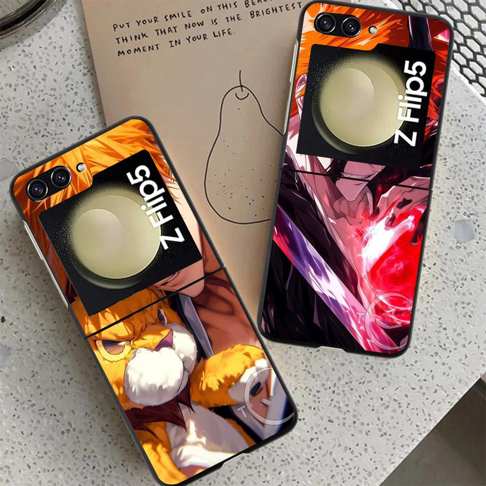 Kurosaki Ichigo Bleach Black Phone Case For Samsung ZFlip7 ZFlip6 ZFlip5 ZFlip4 ZFlip3 5G Hard Protective Galaxy Z Flip 3 4 5 6