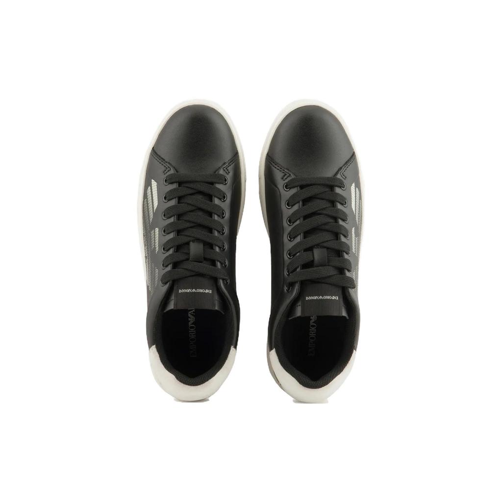 Emporio Armani Leather Versatile Fashion Low-Top Sneakers Women sneakers Black White X3X146XR098N814