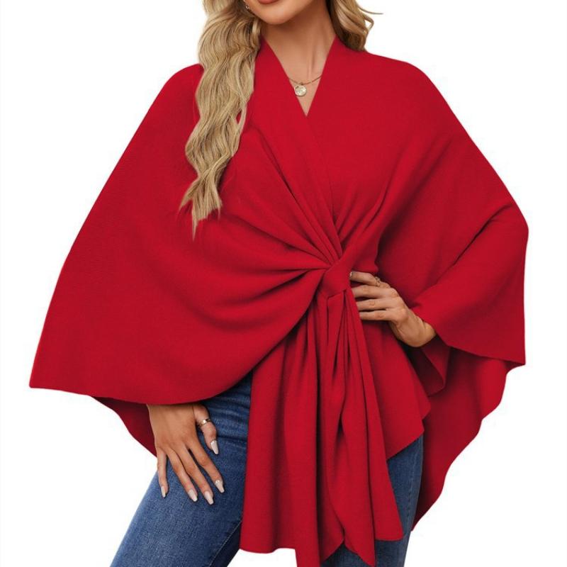 Ladies' Elegant One-piece Solid Color Soft Shawl Jacket Cloak Top