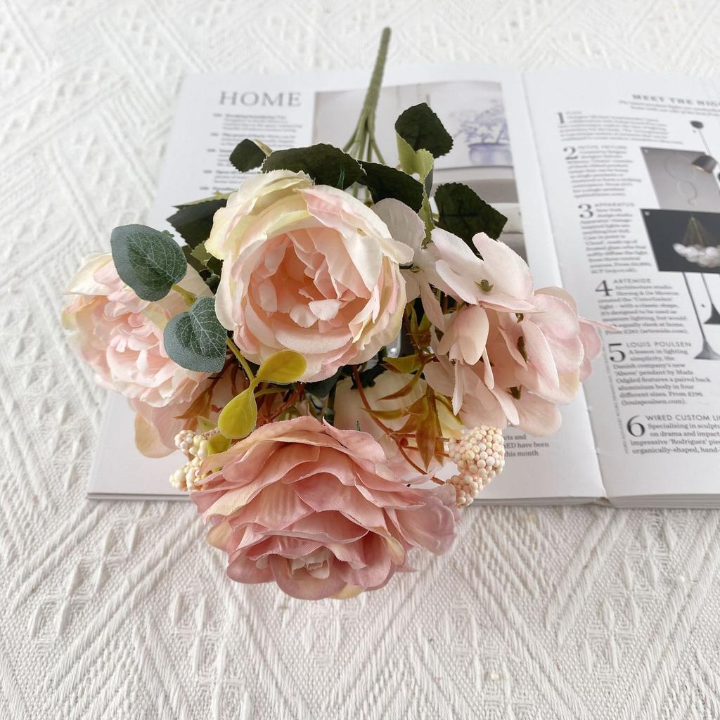 6 Heads European Peony Hydrangea Simulation Flower Home Decoration Wedding Photography Props Decoration