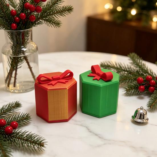 Desktop Decoration Case 3D Printed Maze Puzzle Box, Interactive Christmas Theme Storage Fun Logic Game Novelty Hexagonal Ornament for Holding Jewelry