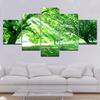 The green trees sunshine 5 piece Wallpapers modern Modular Poster art Canvas painting for Living Room Home Decor