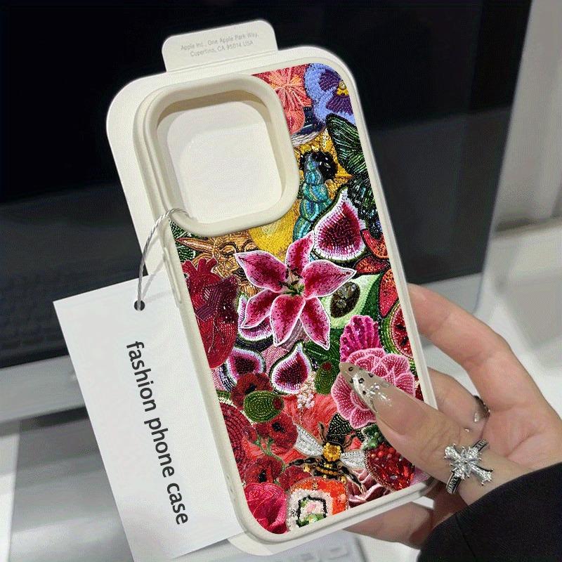 Beaded Flower Mosaic Phone Case, Suitable for iPhone 17, 16, 15, Plus, Pro, Max Series Phones - Suitable for Use As a Gift