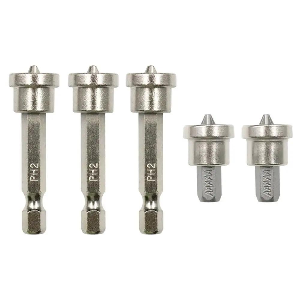 5Pcs/Set Durable Batch Head Woodworking Magnetic Positioning Screwdriver Positioning Bits Screw Nutdrivers 25mm/50mm