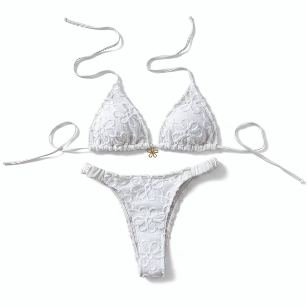 Deep V Halter Bikini Set Two-Piece Summer Beachwear Push Up Ladies' Swimwear Beachwear