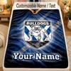 Flannel BlanketCanterbury-Bankstown Bulldogs Custom Name Text Personalized Soft Warm Throw Blanket Home Decor Gift