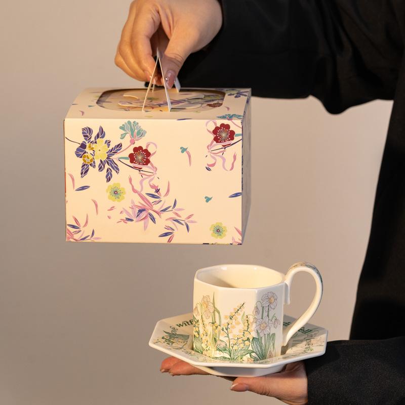 Retro American Coffee Set Internet Celebrity Cup Ceramic Women'S High Value Cup Gift Box Cup Saucer Afternoon Tea Coffee Cup