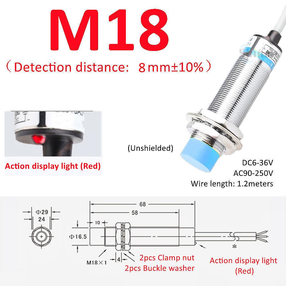Blue Proximity Switch Inductive Proximity Sensor Detection Switch NPN/PNP NO NC 1-15mm Detection Distance Metal Sensor Switches
