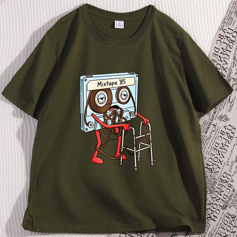 Funny Old Cassette Tape Tshirt Casual Cotton Short Sleeve Round Neck Tshirt Vintage Game Graphic Tees Men Women Clothing