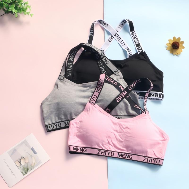 Young Girls Bra Cute Cotton Topic Teenage Training Underwear Natural Sling Fahsion Vest