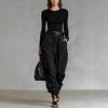 Beige Utility Wide Leg Pants