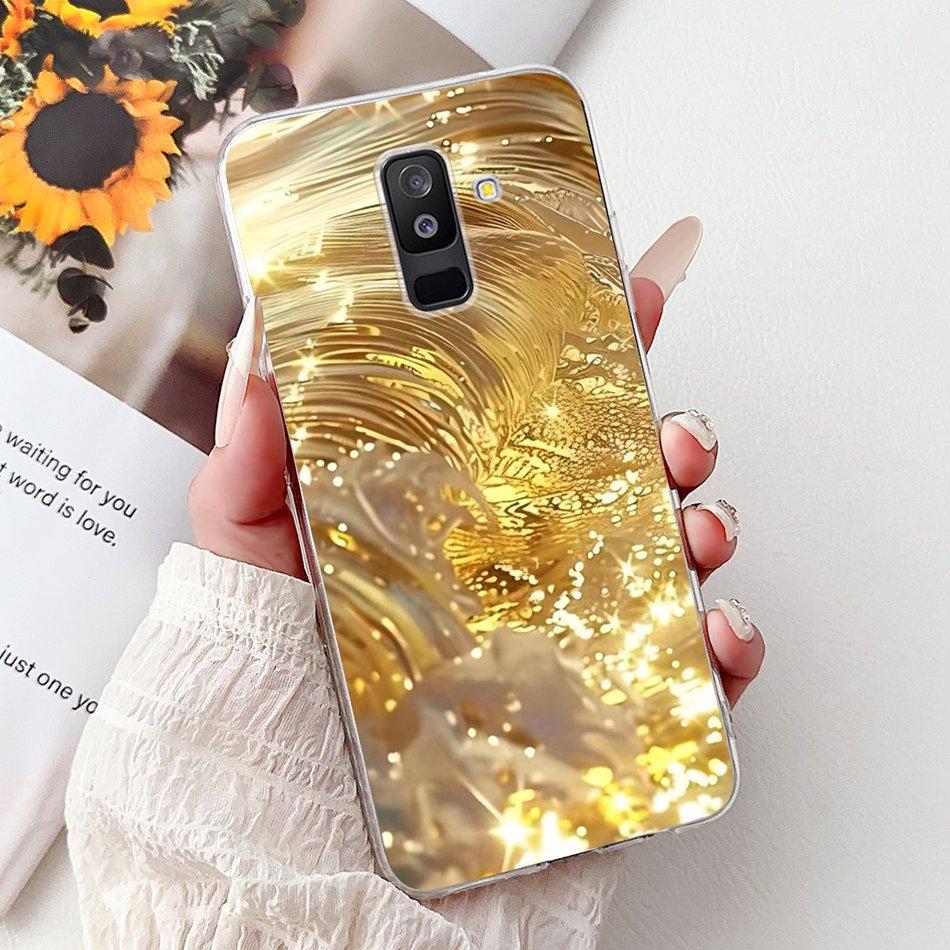 For Samsung Galaxy A6 Plus 2018 Phone Case On Samsung A6+ (2018) A6 A600F A605G Elegant Floral Cat Soft Silicone Clear TPU Cases