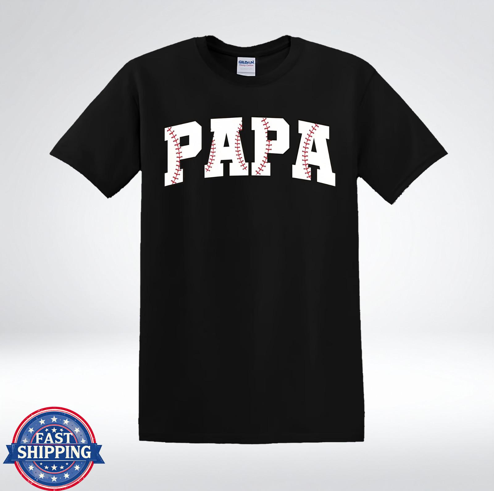 Papa Baseball Stitch Funny Fathers Day Graphic T-Shirt L