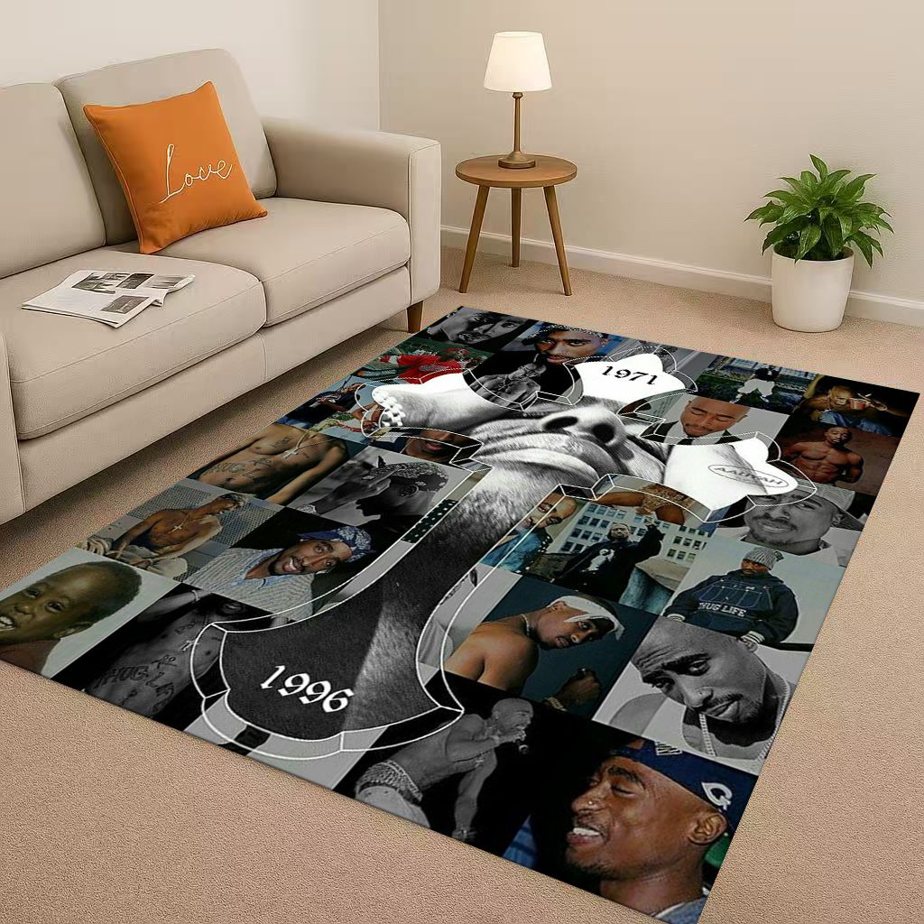 3D Klasický Rap Tupac 2pac Hip-Hop Hudba Rapper Obývací pokoj Protiskluzový Koberec pro Ložnici Hernu Pohovku, Domácí Dekorace Rohožka
