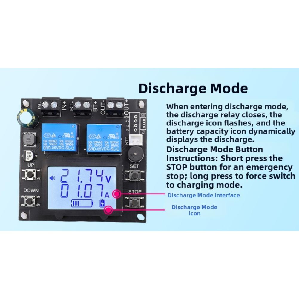 10A Bidirectional Battery Management Controller with Charge Discharge Control and LCD Display for Real Time Data