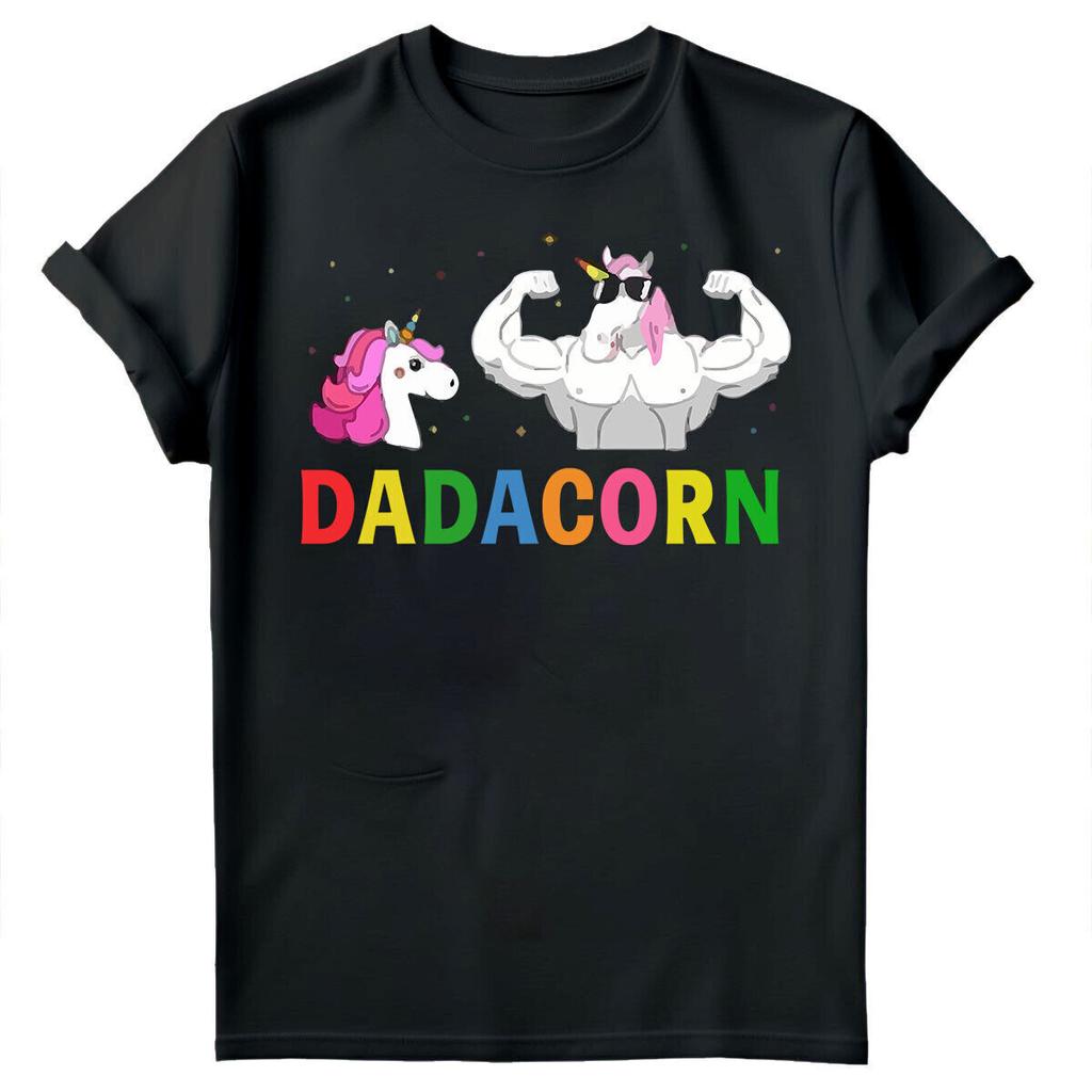 Vatertag Unisex T-Shirt Lustiges Einhorn Dadacorn Daddy Gymer Dad Tee Top FD