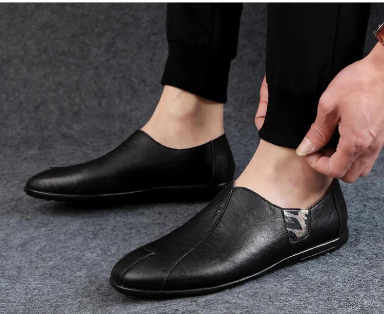 

Новое поступление Peas Shoes Soft Comfort Мужская повседневная обувь на плоской подошве PU Slip on Lazy для мужчин весна-лето черные коричневые мокасины кроссовки 39