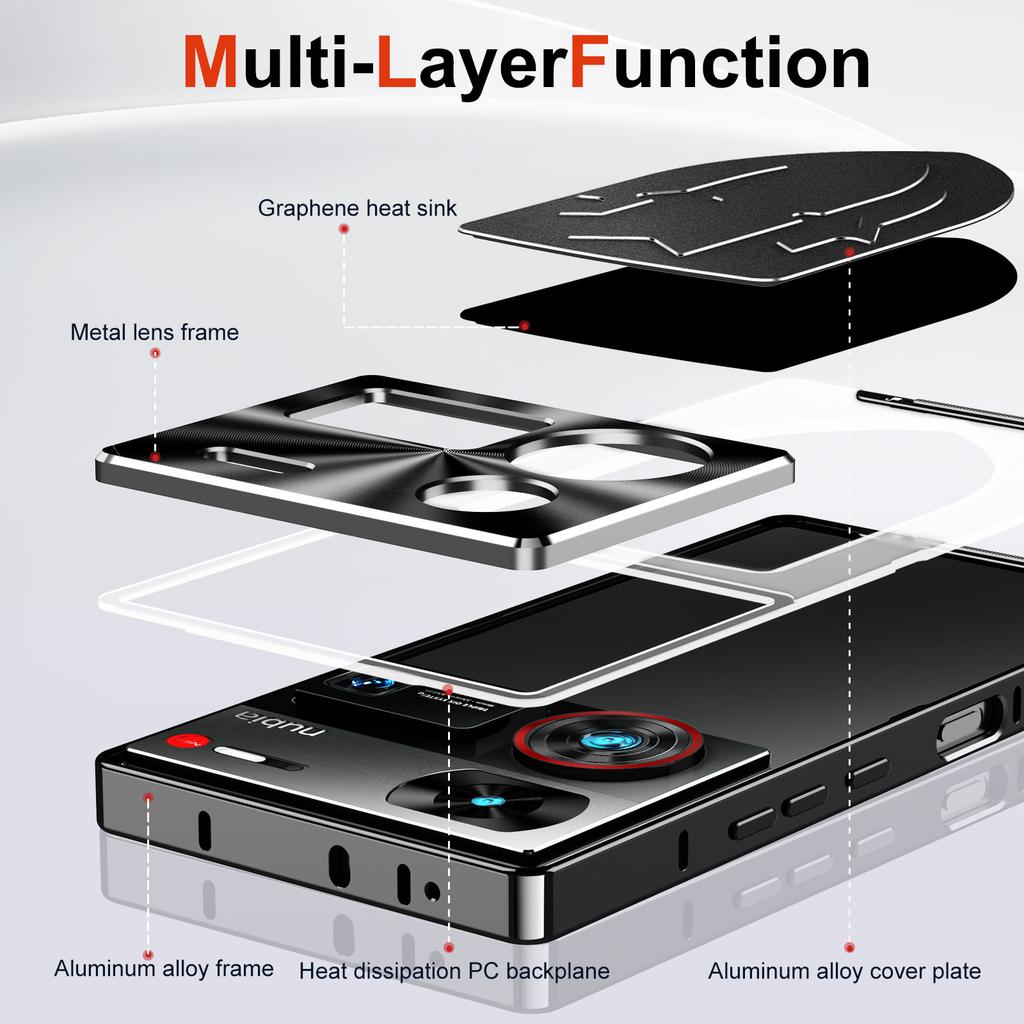For ZTE Nubia Z60 Ultra Case Aluminium Alloy+PC Phone Cover Graphene Heat Dissipation