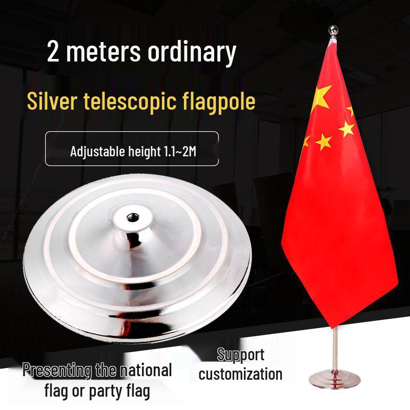 Indoor Floor-Standing Flagpole with Five-Star Red National Flag for Office or Conference Room