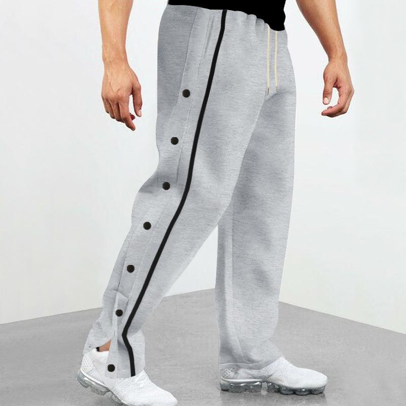 European and American Autumn New Men's Casual Sports Straight-breasted Pants Trendy Ruffian Handsome Line Color Split Casual