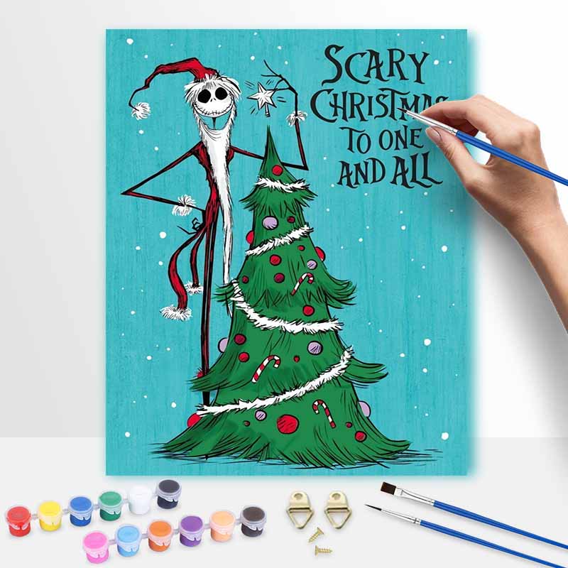 Disney Jack Skellington Christmas tree oil painting handmade painting kit diy home room decoration gift 20x30cm