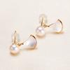 Zhuji freshwater pearl silver needle earrings, a delicate and fresh style, perfect for young girls, with a mother-of-pearl skirt design, adding an